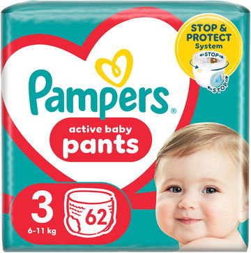 PAMPERS Active Baby Pants vel. 3 (62 ks)