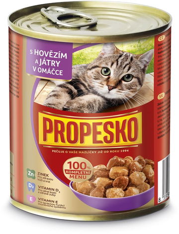 Propesko konzerva pro kočky s hovězím a játry v omáčce 830 g