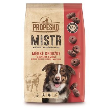 Propesko Mistr pro dospělé psy měkké kroužky s hovězím a mrkví 1,5 kg