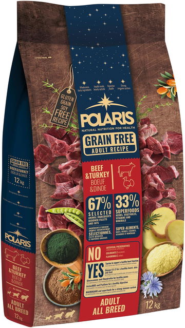Polaris bezobilné granule s čerstvým masem Adult s hovězím a krůtím 12 kg