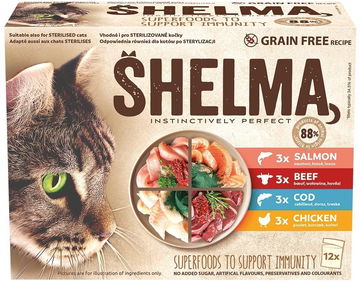 Shelma bezobilné dušené filetky výběr z masa a ryb 12 × 85 g DO 900 KČ