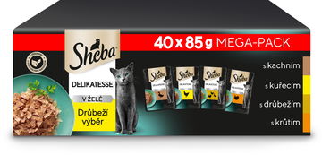 Sheba kapsičky drůbeží výběr v želé pro dospělé kočky 40 × 85 g