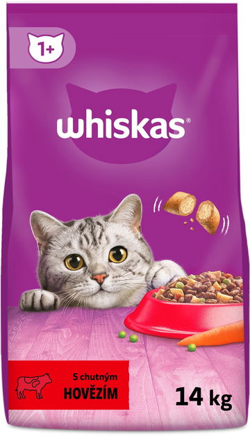 Whiskas granule hovězí pro dospělé kočky 14 kg