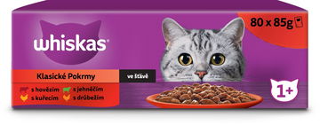 Whiskas kapsičky klasický výběr ve šťávě pro dospělé kočky 80 × 85 g