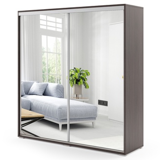 Šatní skříň LAYS 2 , čokoládová, šířka 230 cm, výška 245 cm