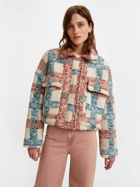 Béžová dámská kostkovaná bunda Levi´s® Sherpa