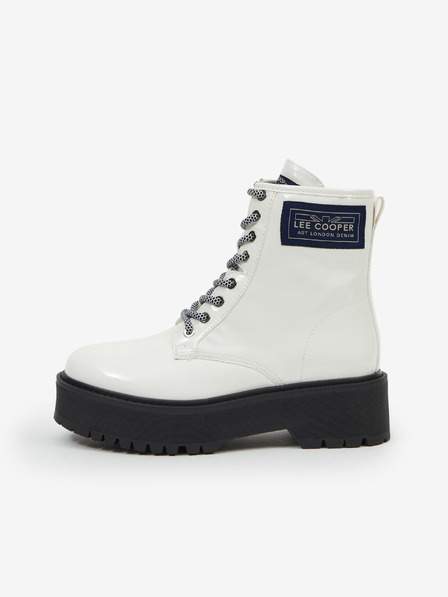 Bílé dámské kotníkové boty na platformě Lee Cooper kotníčková obuv