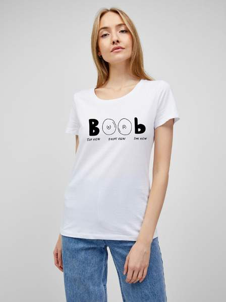 Bílé dámské tričko s potiskem ZOOT.Original Boob AKCE