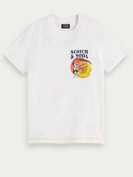 Bílé klučičí tričko s potiskem Scotch & Soda