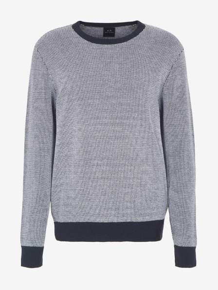 Bílo-modrý pánský svetr Armani Exchange SLEVA