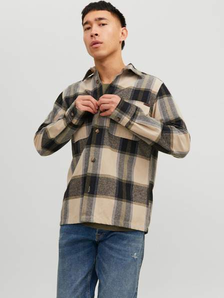 Béžová pánská kostkovaná košile Jack & Jones Darren