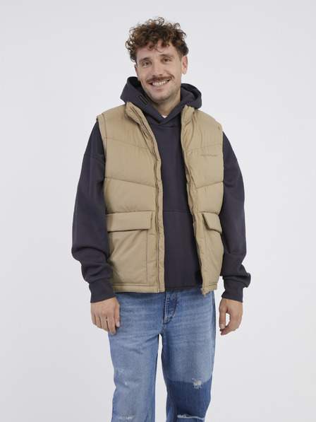 Béžová pánská prošívaná vesta Jack & Jones Vester nejlevnější