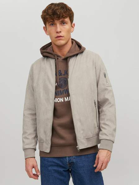 Béžový pánský bomber v semišové úpravě Jack & Jones Rocky