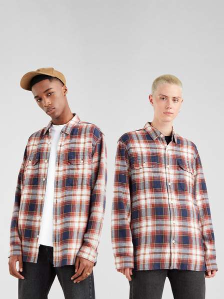 Bílo-modrá unisex kostkovaná košile Levi´s® Jackson Worker nejlevnější