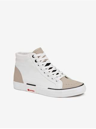 Béžovo-bílé pánské sneakers boty Ombre Clothing T376