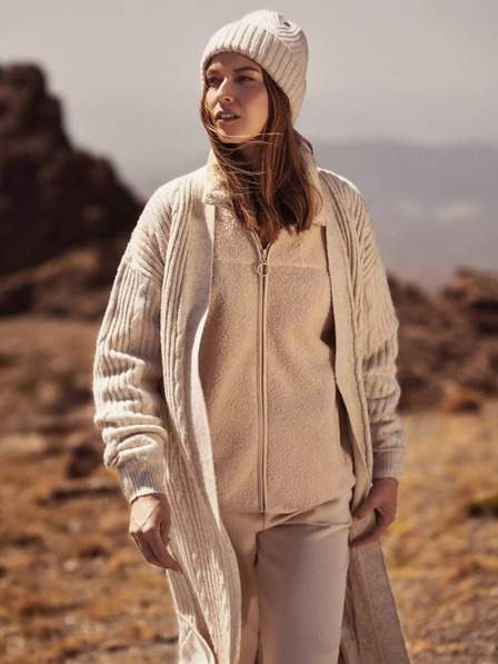 Béžový dlouhý kardigan Moodo