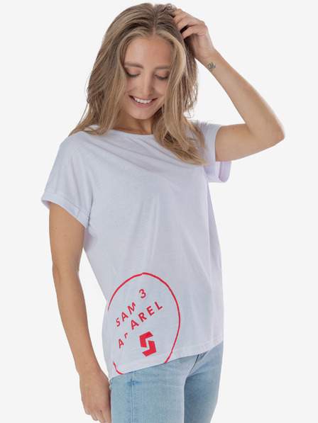 Bílé dámské tričko s potiskem SAM 73