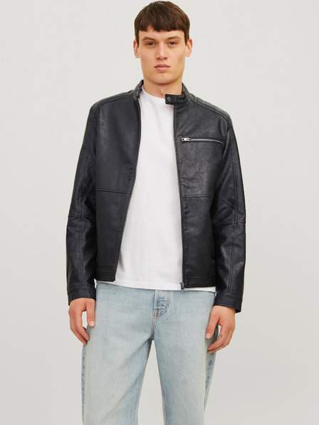 Černá pánská koženková bunda Jack & Jones Dylan