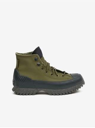 Černo-zelené kotníkové kožené zateplené tenisky Converse Chuck Taylor All Star Lugged Winter 2.0