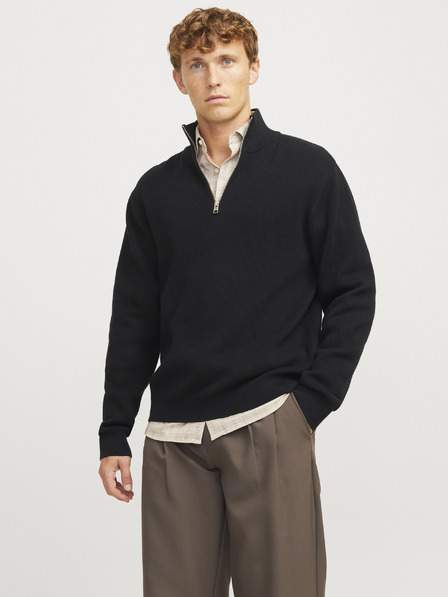 Černý pánský svetr se zipem Jack & Jones pánské pulovry