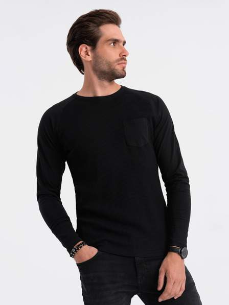 Černé pánské basic tričko s kapsičkou Ombre Clothing