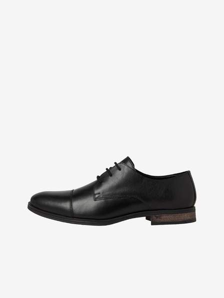 Černé pánské kožené polobotky Jack & Jones Raymond