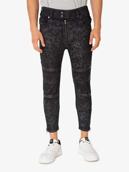 Černé pánské vzorované zkrácené slim fit džíny Diesel Shibuia