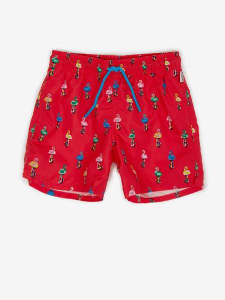 Červené klučičí vzorované plavky Happy Socks
