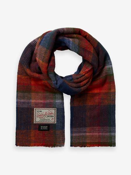 Červeno-modrá pánská kostkovaná šála Scotch & Soda