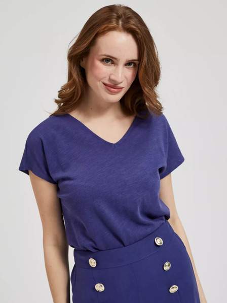 Fialové tričko s výstřihem do V Moodo