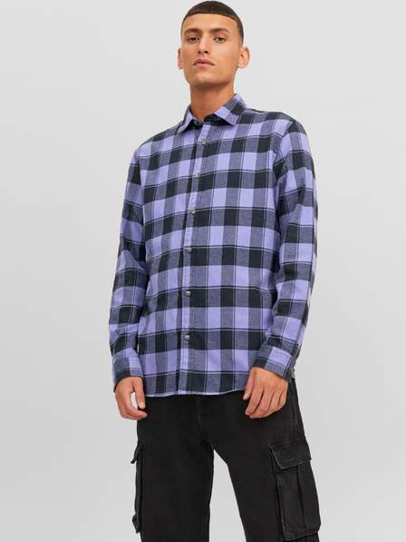 Fialová pánská kostkovaná košile Jack & Jones Joshua
