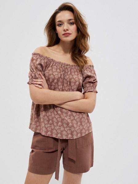 Hnědá dámská květovaná halenka Moodo