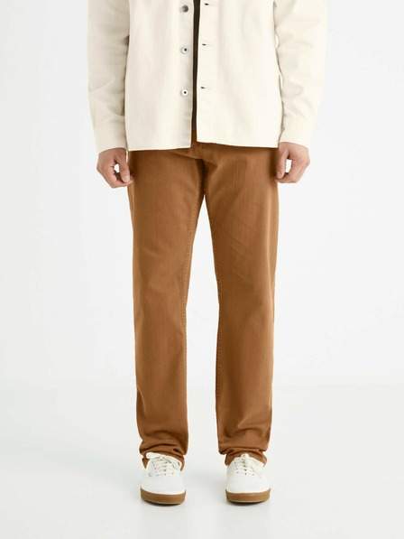 Hnědé pánské straight fit džíny Celio Vopry1