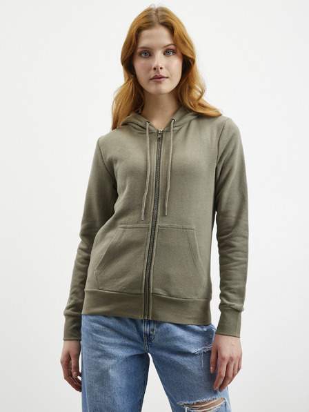 Khaki dámská mikina s kapucí na zip ZOOT.lab