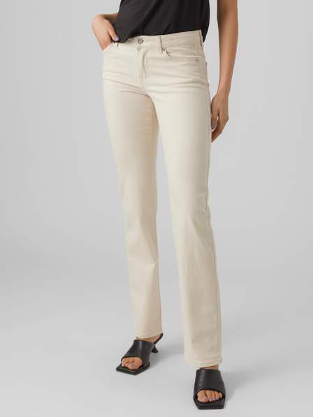 Krémové dámské straight fit džíny VERO MODA Daf