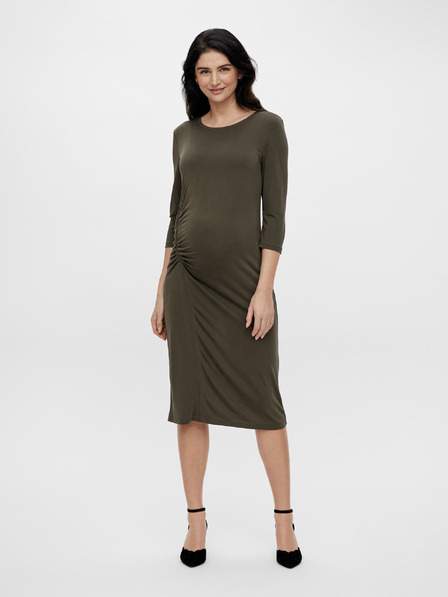 Khaki těhotenské pouzdrové midišaty Mama.licious Ariella