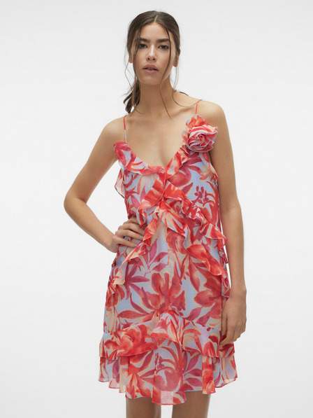 Krémovo-červené dámské květované šaty Vero Moda Marie