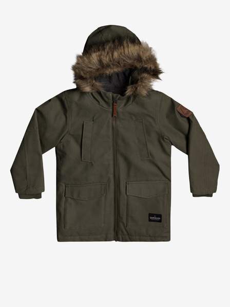 Khaki klučičí parka s kapucí a umělým kožíškem Quiksilver Storm Drop AKCE