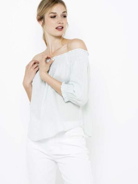 Mentolová pruhovaná halenka CAMAIEU