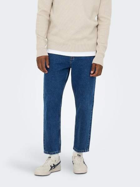 Modré pánské straight fit džíny ONLY & SONS Savi