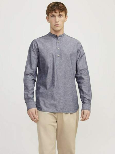 Modrá pánská košile s příměsí lnu Jack & Jones Summer