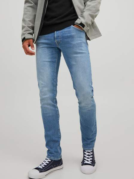 Modré pánské slim fit džíny s vyšisovaným efektem Jack & Jones Glenn