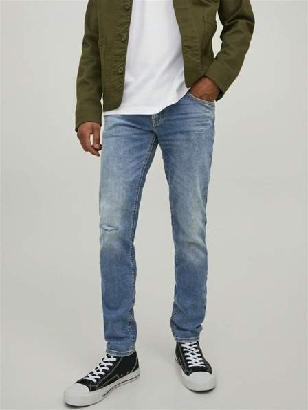 Modré slim fit džíny s vyšisovaným efektem Jack & Jones Liam
