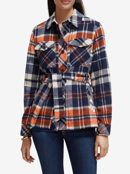 Modrý dámský lehký krátký kabát s příměsí vlny Scotch & Soda