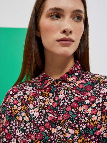 Růžovo-černá dámská vzorovaná košile Moodo VÝPRODEJ