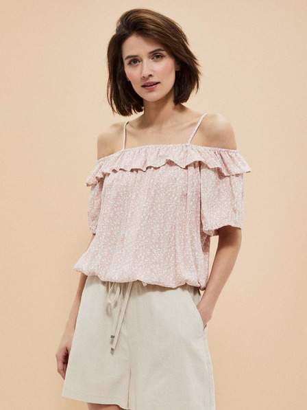 Světle růžová dámská vzorovaná halenka Moodo