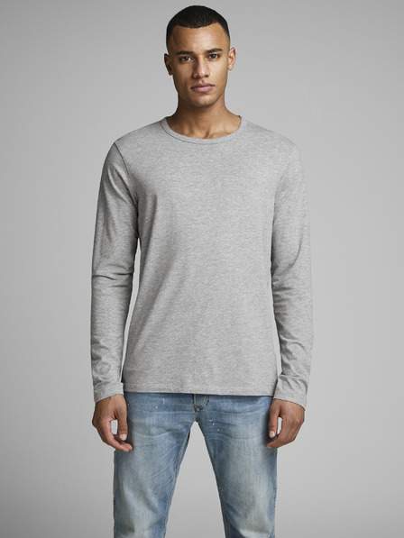 Šedé pánské triko s dlouhým rukávem Jack & Jones Basic