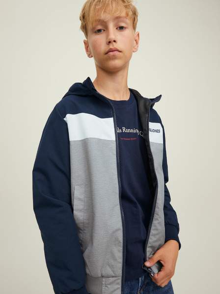 Šedo-tmavě modrá klučičí bunda Jack & Jones Rush