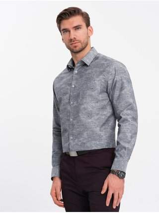 Šedá pánská vzorovaná košile Ombre Clothing