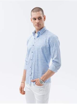 Světle modrá pánská košile Ombre Clothing K609 LEVNĚ